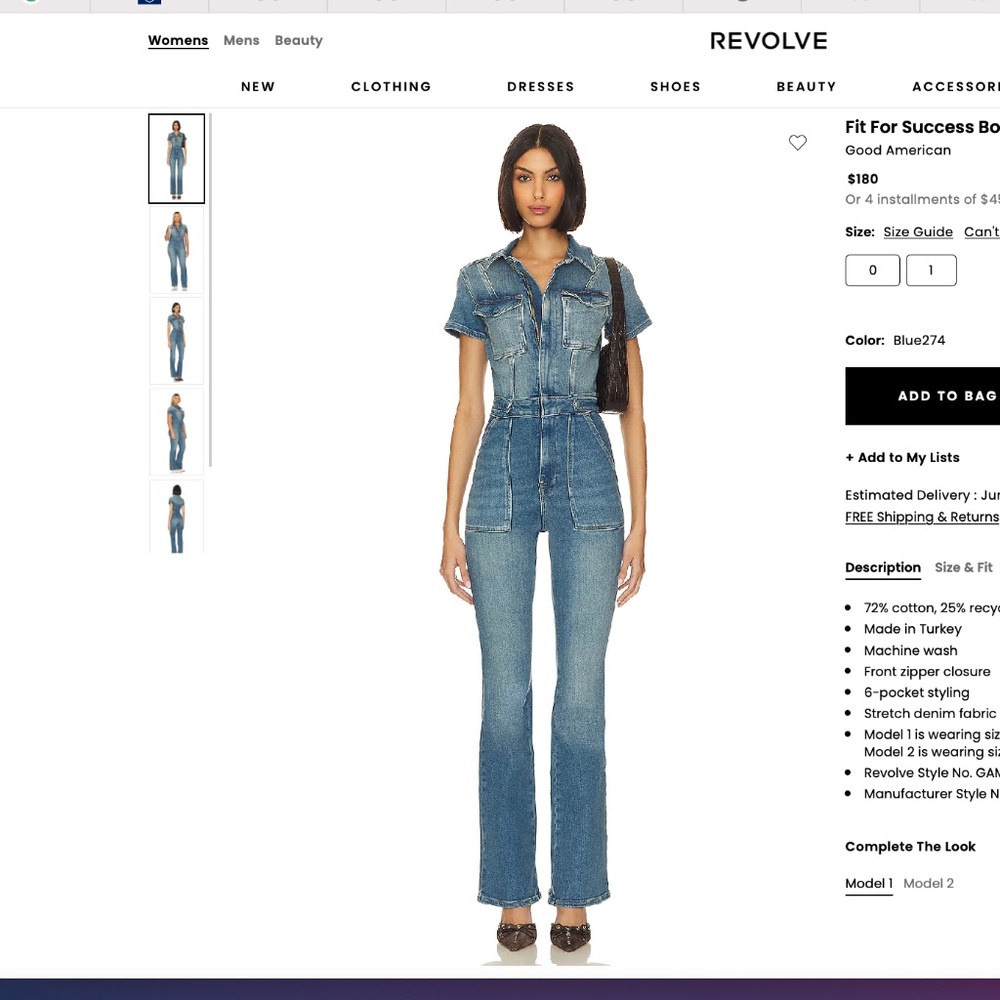 Good American Jumpsuit, Size 0